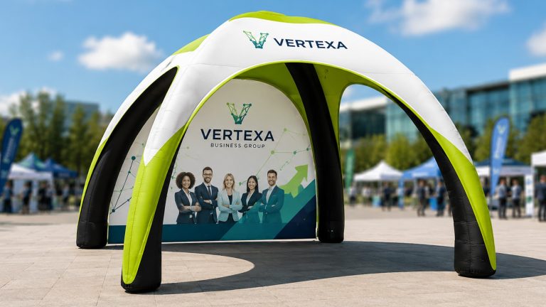 Inflatable tents and banners for business event branding and ROI