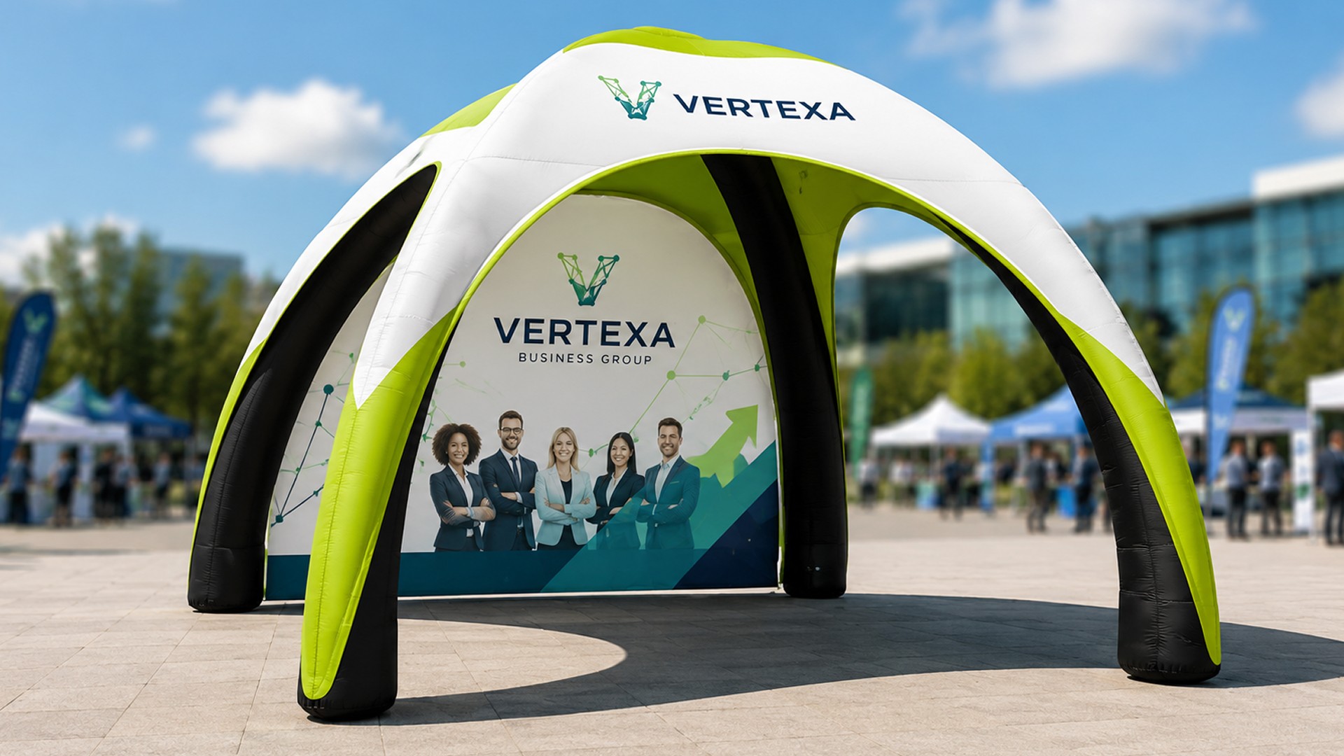 Inflatable tents and banners for business event branding and ROI